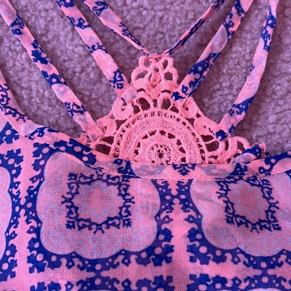 Vibrant Pink and Blue Sheer Tank Size Small - Picture 2 of 3